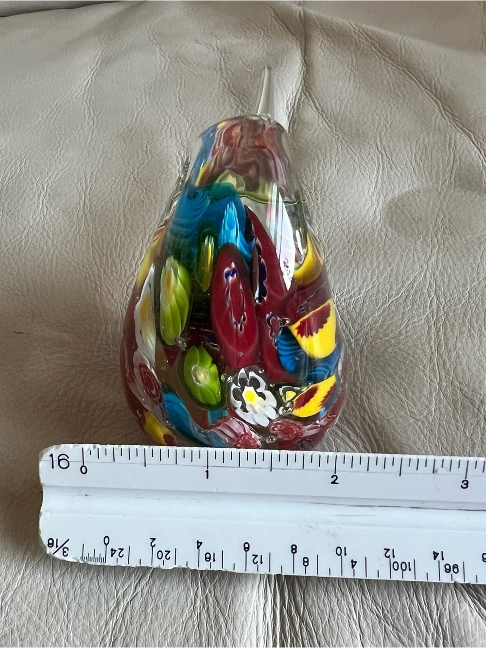 Murano Style Art Glass Bird Figurine Paperweight Colorful Millefiori